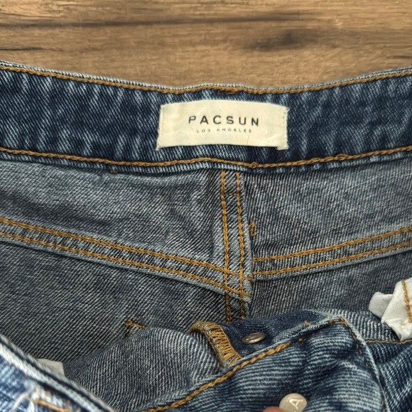 PacSun Blue Jean Shorts High-Waisted Cuffed - Picture 3 of 8